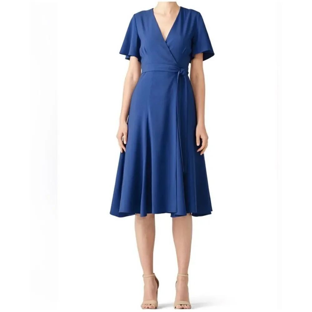Anthropologie Hutch Kiera Midi Blue Wrap Dress Size Small